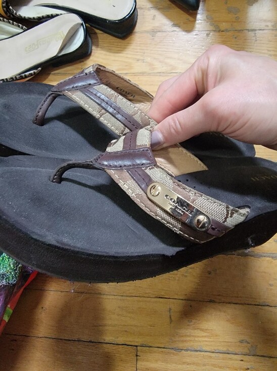 Coach Shoes - Coach Womans Brown Signature Flip Flop Sandals